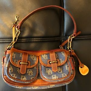 Dooney & Bourke Signature Leather and Denim Small Handbag